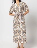 split neck full sleeve maxi dress in spring watercolor