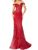 off shoulder glitter mermaid long gown in red