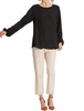 long sleeve linen top in black