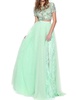 beaded tulle lace prom dress in light green
