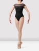 mirella chevron boat neck leotard in black