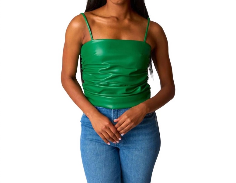 jolie vegan leather cropped tank top in green
