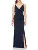 Dress the Population Women's Jordan Plunging Drape Front Sleeveless Long Gown with Slit