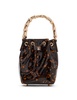 Anne Klein Womens Mini Bucket with Gold Bamboo Handle, Tortoise