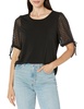 Adrianna Papell Women's Clip Dot Tie Sleeve Solid Top