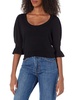 PAIGE Women's Magnolia Sweater Scoop Neckline Elbow Length Puff Sleeve in Black