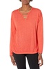 Andrew Marc Women's Cool Wash Long Sleeve Cut-Out Front Tee