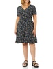 Amazon Essentials Women's Short Sleeve V-Neck Gathered Fit and Flare Dress