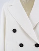 White Double Breasted Jacket With Beaded Jewelry Decoration In Cotton And Linen Blend Woman