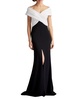 Benz Pleated Portrait Collar Gown