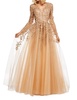 a-line prom dress in gold