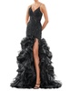 sequin organza dress in black