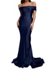 off shoulder mermaid dress in navy