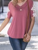 lace sleeve v neck pocket top in mauve