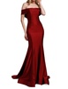 lycra off shoulder mermaid dress in burgundy