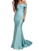 lycra off shoulder mermaid dress in light blue