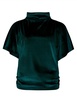velvet high neck side ruched top in emerald