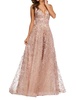 v-neck bodice prom dress in blush/nude