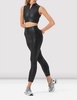 zola zip front leather look crop top in black