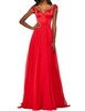 lace cap-sleeves chiffon prom dress in red
