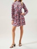 blurred floral velvet dress in multi