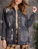 distressed oversized denim jacket in black