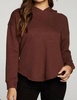 linen french terry long sleeve shirttail pullover hoodie in truffle