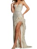 sequin feather gown in cream