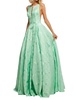 mikado embroidered wedding dress in green