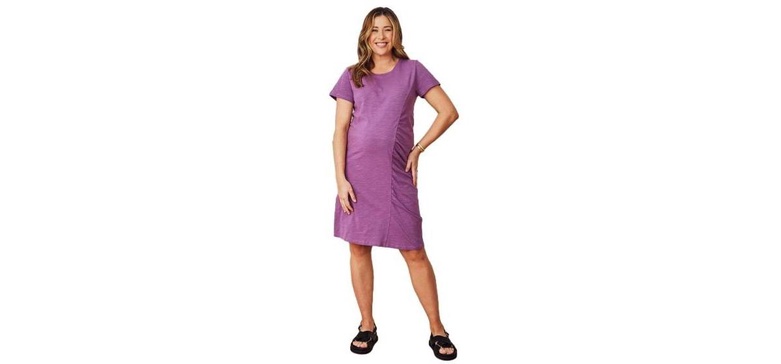 Maternity Angel Tiered Dress in Desert Red