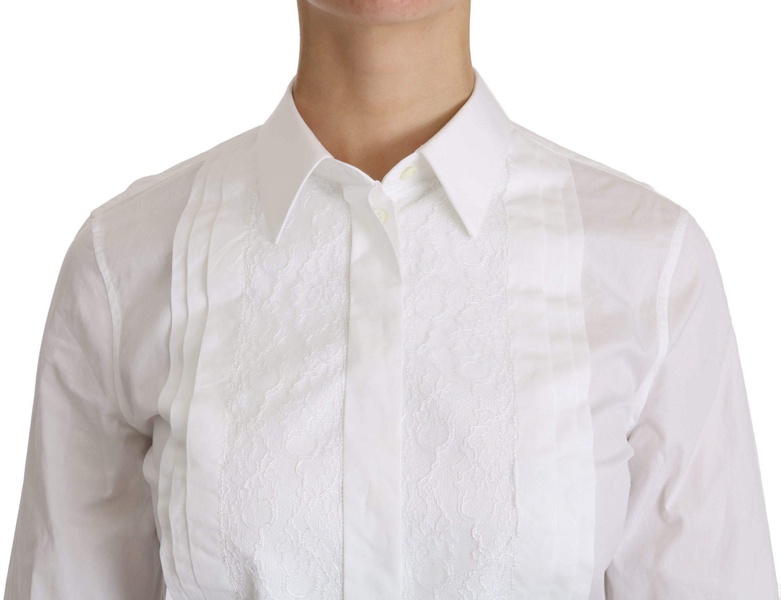 Dolce & Gabbana  White Collared Long Sleeve Polo Shirt