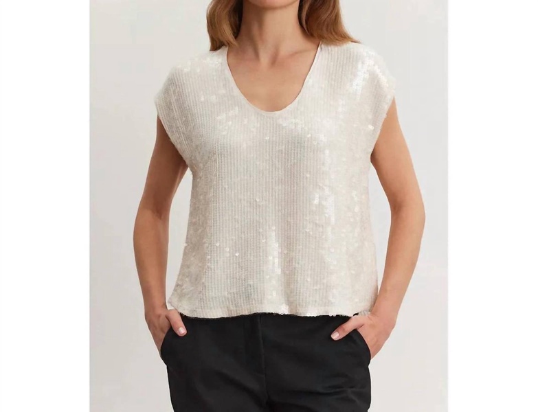 elorie sequin top in cream