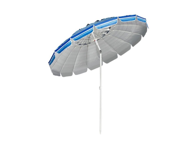 8 ft Portable Beach Umbrella with Sand Anchor and Tilt Mechanism for Garden and Patio