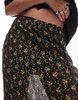 Topshop sheer ruffle maxi skirt in vintage mustard floral