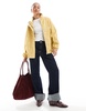 Bershka faux leather harrington jacket in butter