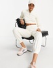 ASOS DESIGN Hourglass tracksuit with ribbed funnel neck jacket and sweatpants in biscuit
