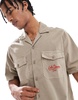 Bershka late dinner club shirt in sand