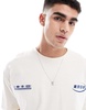 ASOS DESIGN boxy oversized T-shirt with back and chest print in off white