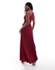 Aria Cove Exclusive pleated one-shoulder cut-out maxi dress in berry