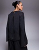 ASOS DESIGN long sleeve satin top in black - part of a set