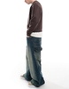 Bershka mega baggy jeans in blue wash