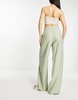 Stradivarius crinkle pull on wide leg pants in khaki