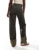Weekend Collective laser print turn up jeans in washed brown