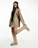 ASOS DESIGN rubberized rain coat in mushroom