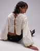 Topshop jacquard balloon sleeve top in ivory