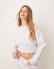 ASOS DESIGN shirred blouson sweatshirt in gray heather
