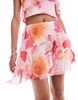 ASOS DESIGN mesh ruffle mini skirt in pink floral print - part of a set