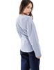 ASOS DESIGN poplin collarless cinch waist shirt in stripe