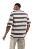 ADPT oversized T-shirt in washed beige stripe