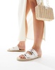 ASOS DESIGN Wide Fit Jada double buckle espadrille sandals in white